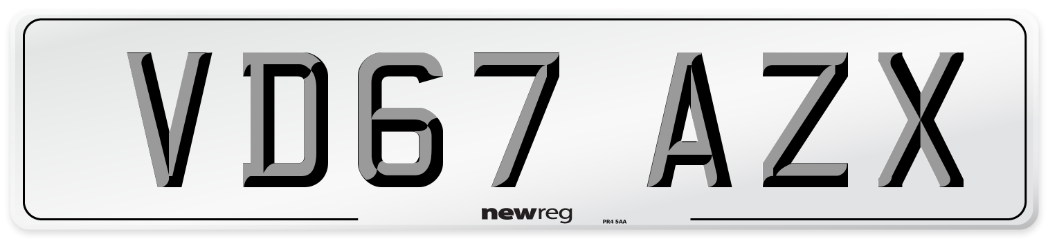 VD67 AZX Number Plate from New Reg